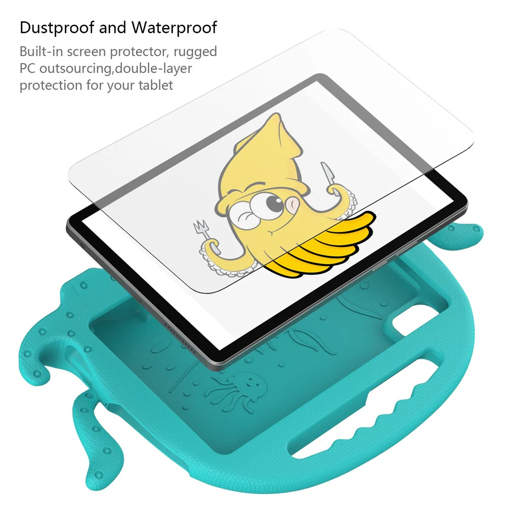 For Lenovo Tab M9 EVA Case Cartoon Octopus Hand Grip Tablet Cover with Shoulder Strap - Baby Blue - Image 6