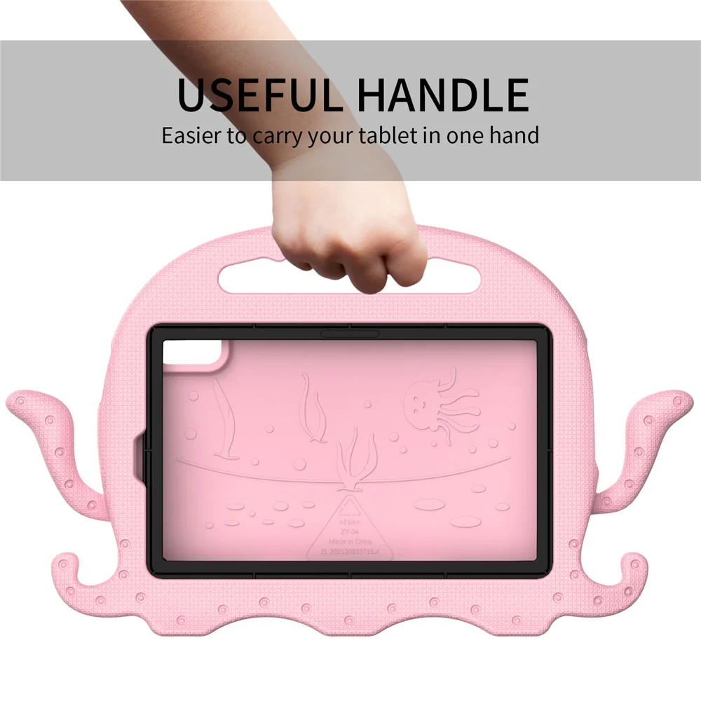 For Lenovo Tab M9 EVA Case Cartoon Octopus Hand Grip Tablet Cover with Shoulder Strap - Pink - Image 2