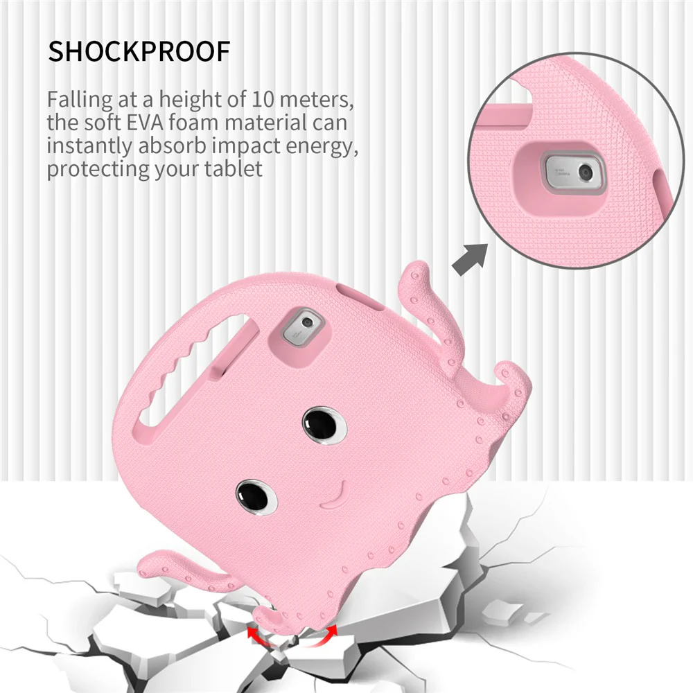 For Lenovo Tab M9 EVA Case Cartoon Octopus Hand Grip Tablet Cover with Shoulder Strap - Pink - Image 3