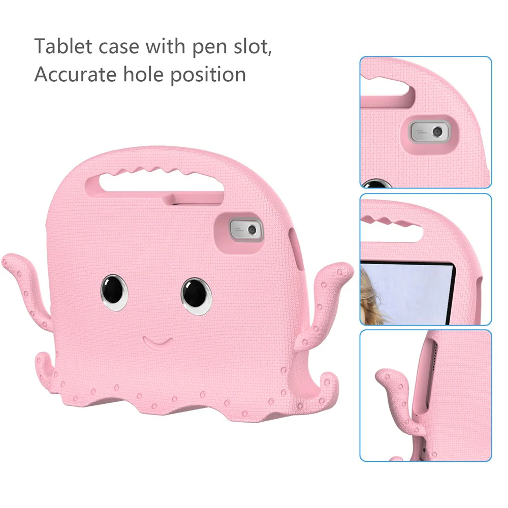 For Lenovo Tab M9 EVA Case Cartoon Octopus Hand Grip Tablet Cover with Shoulder Strap - Pink - Image 7