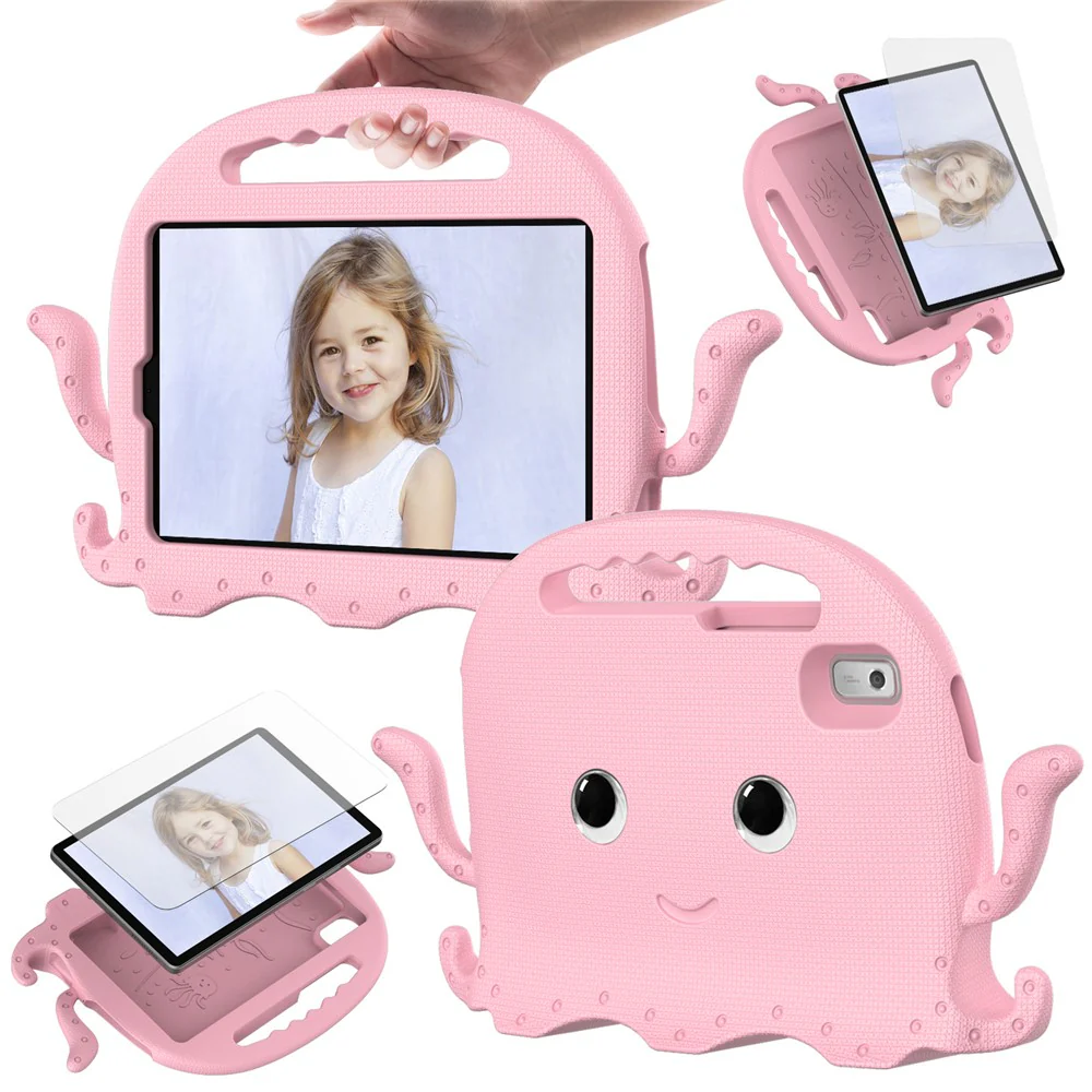 For Lenovo Tab M9 EVA Case Cartoon Octopus Hand Grip Tablet Cover with Shoulder Strap - Pink - Image 8