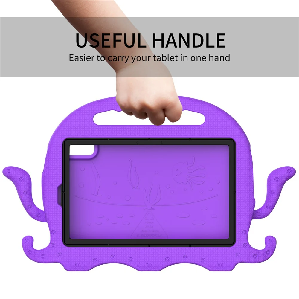 For Lenovo Tab M9 EVA Case Cartoon Octopus Hand Grip Tablet Cover with Shoulder Strap - Purple - Image 2