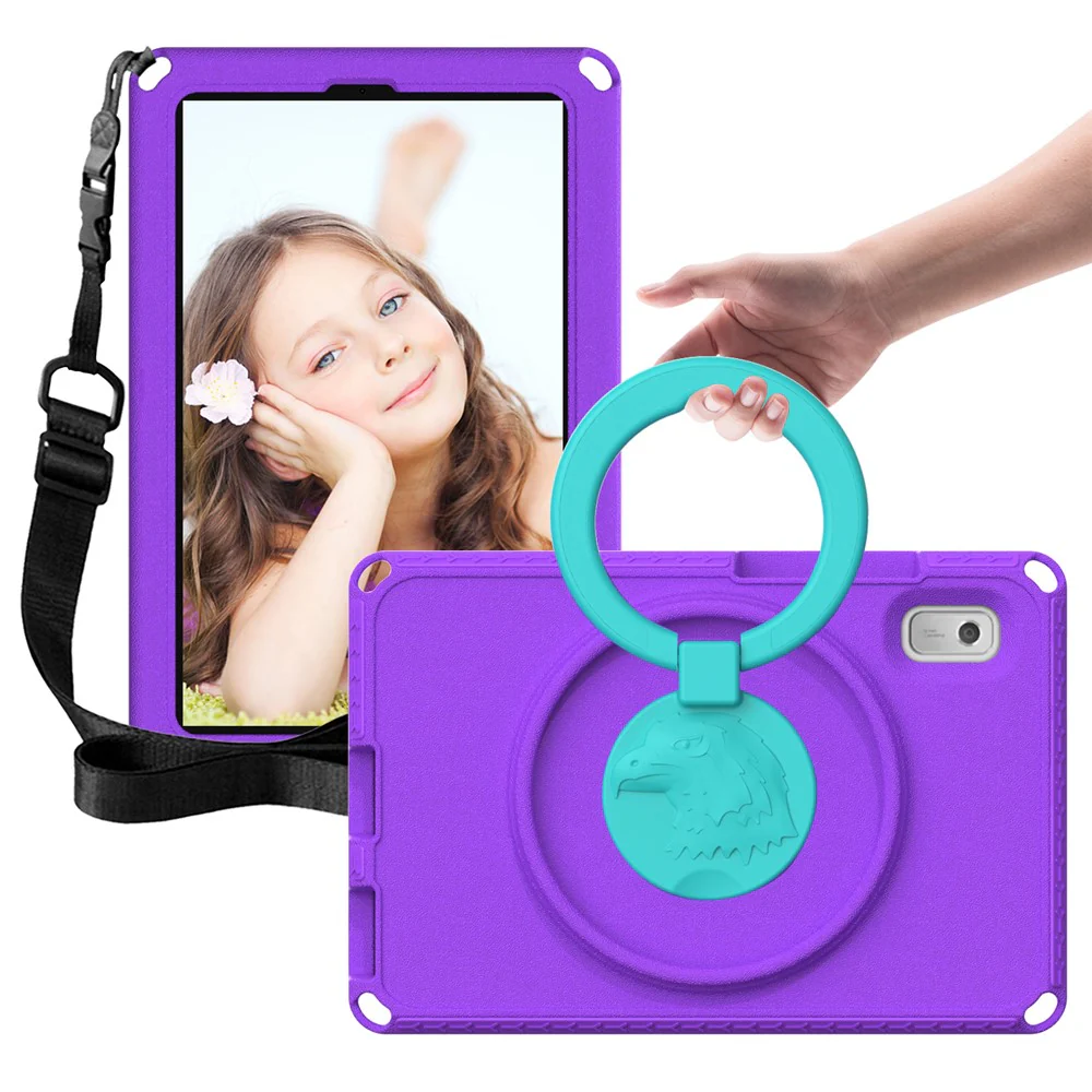 For Lenovo Tab M9 EVA+PC Tablet Protection Case Kickstand Hand Carrying Ring Cover with Shoulder Strap - Purple - Image 2
