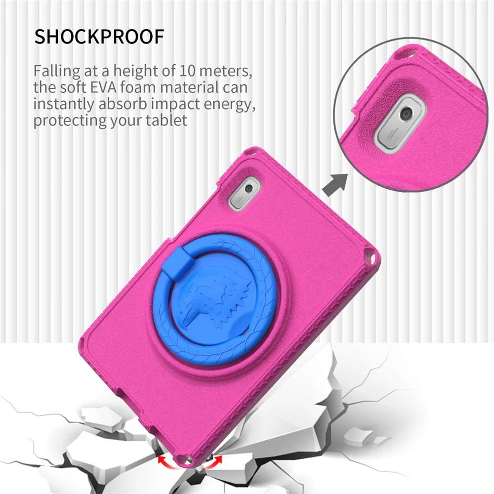 For Lenovo Tab M9 EVA+PC Tablet Protection Case Kickstand Hand Carrying Ring Cover with Shoulder Strap - Rose - Image 6