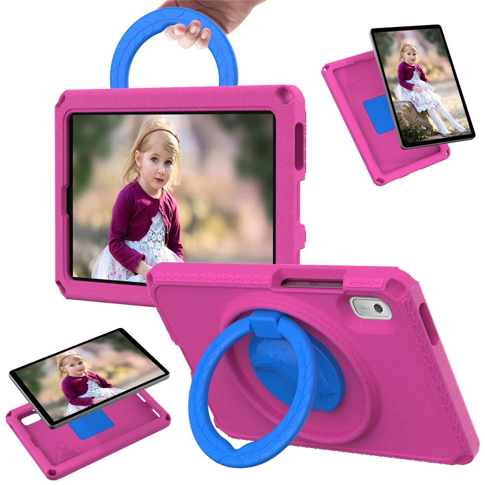 For Lenovo Tab M9 EVA+PC Tablet Protection Case Kickstand Hand Carrying Ring Cover with Shoulder Strap - Rose - Image 8