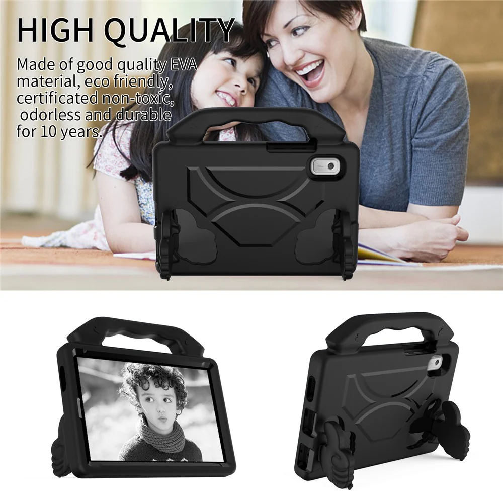 For Lenovo Tab M9 EVA Tablet Case Foldable Thumb Kickstand Anti-drop Cover with Handle Grip - Black - Image 2