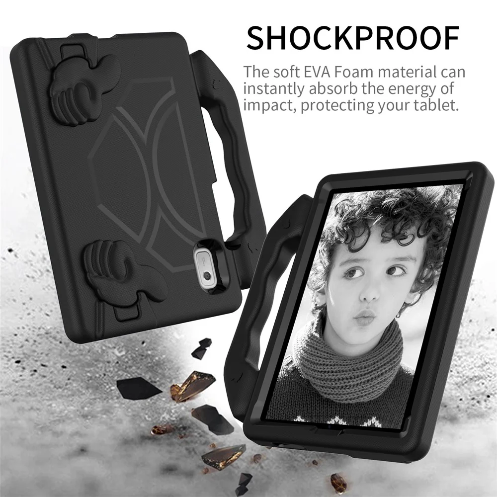 For Lenovo Tab M9 EVA Tablet Case Foldable Thumb Kickstand Anti-drop Cover with Handle Grip - Black - Image 4