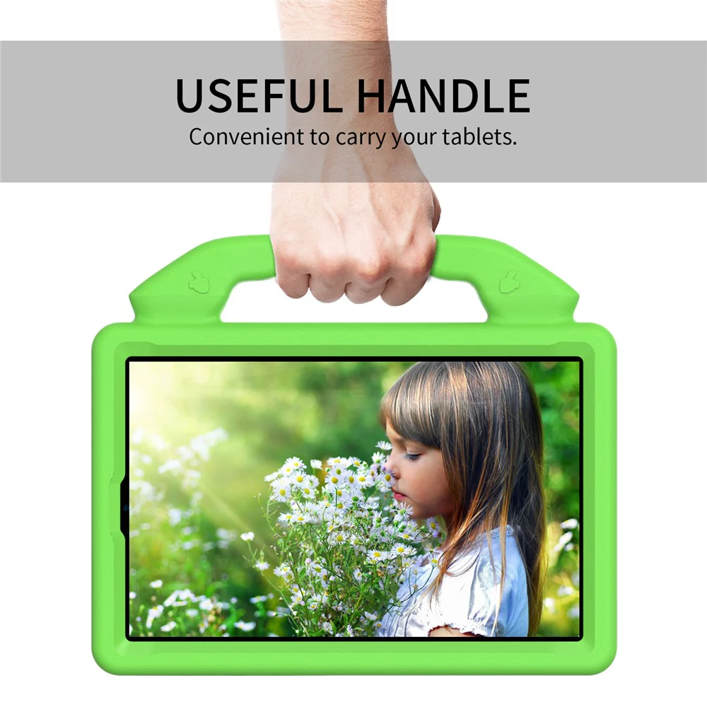 For Lenovo Tab M9 EVA Tablet Case Foldable Thumb Kickstand Anti-drop Cover with Handle Grip - Green - Image 3