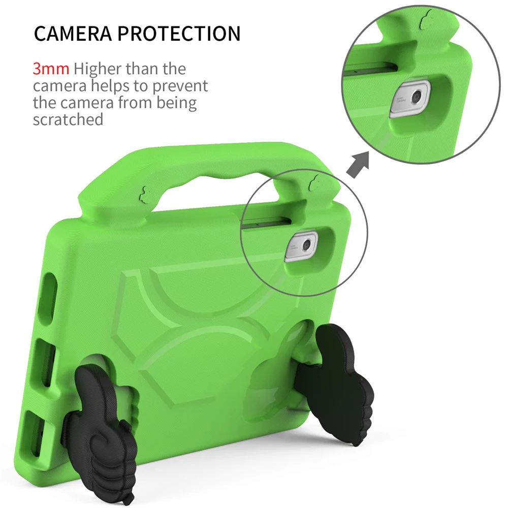 For Lenovo Tab M9 EVA Tablet Case Foldable Thumb Kickstand Anti-drop Cover with Handle Grip - Green - Image 6