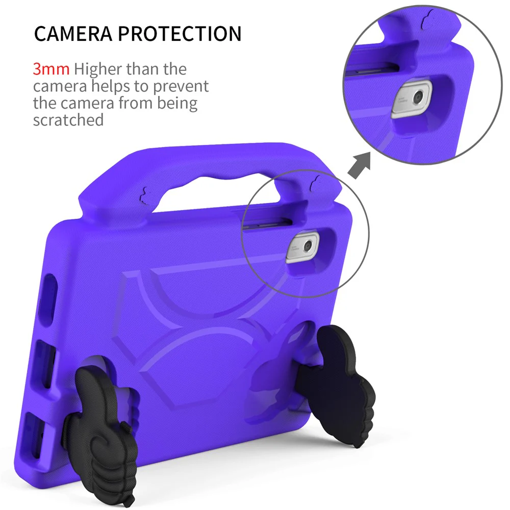 For Lenovo Tab M9 EVA Tablet Case Foldable Thumb Kickstand Anti-drop Cover with Handle Grip - Purple - Image 6