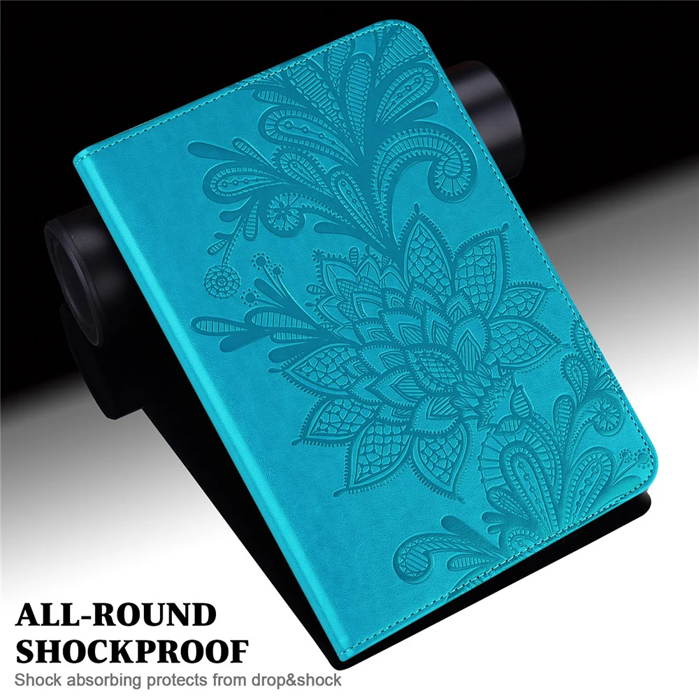For Lenovo Tab M9 Flower Imprinting Tablet Cover PU Leather Stand Wallet Protective Case - Blue - Image 6