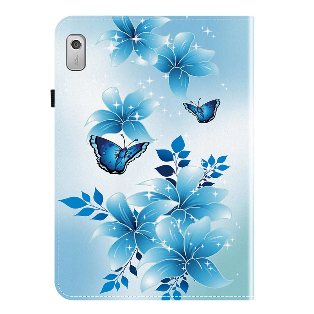 For Lenovo Tab M9 Leather Case Pattern Printed Stand Tablet Cover with Card Slots - Blue Butterfly - Image 7