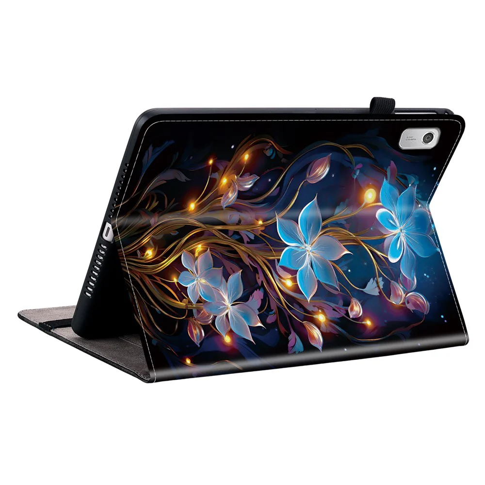 For Lenovo Tab M9 Leather Case Pattern Printed Stand Tablet Cover with Card Slots - Small Lantern Flower - Image 4