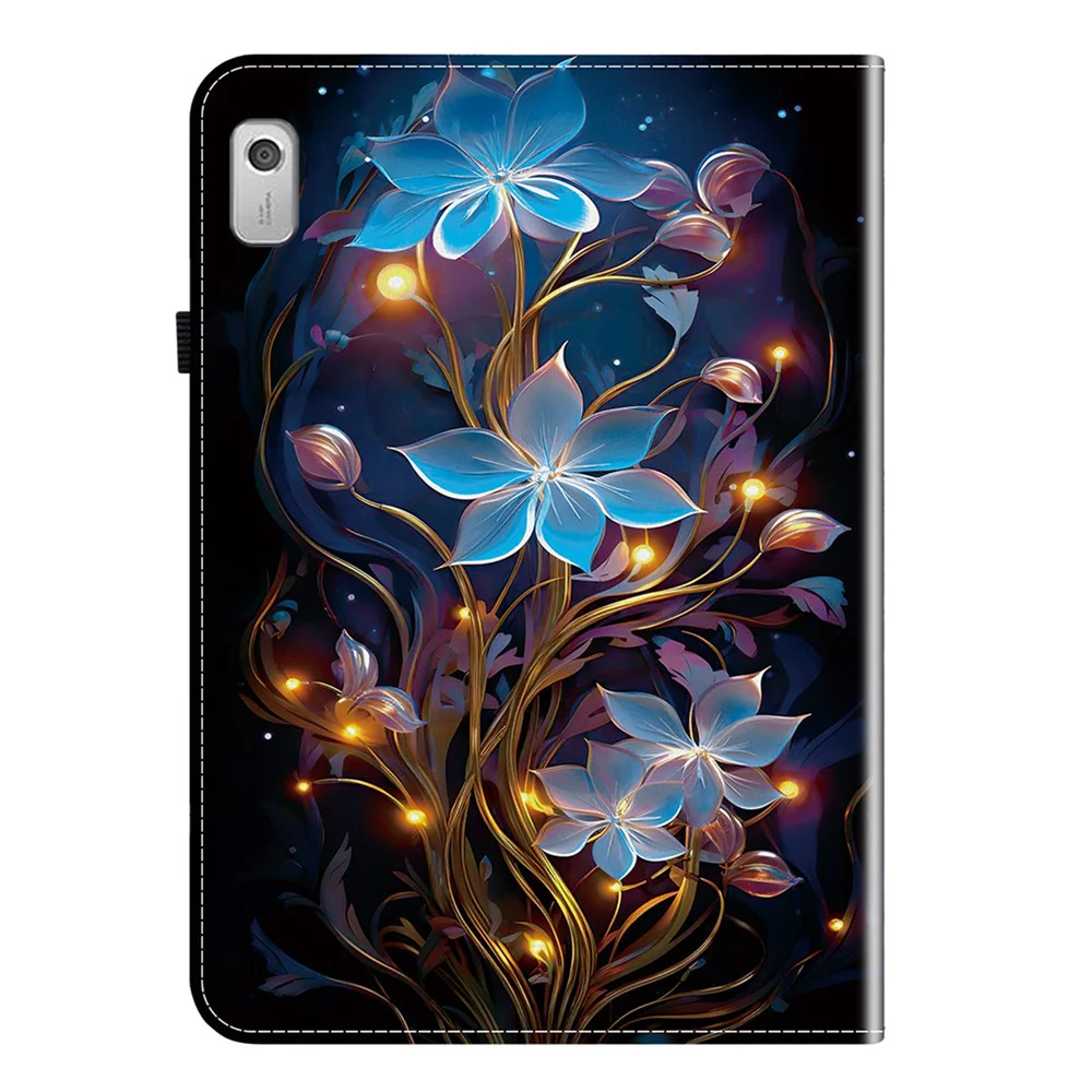 For Lenovo Tab M9 Leather Case Pattern Printed Stand Tablet Cover with Card Slots - Small Lantern Flower - Image 7