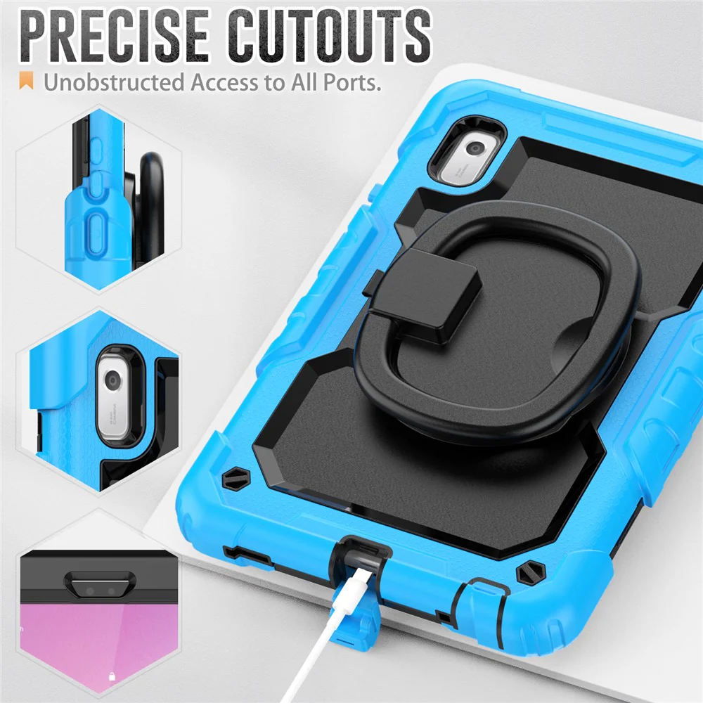 For Lenovo Tab M9 / Lenovo K9 TB310 Kickstand Case PC+Silicone Tablet Cover with Shoulder Strap - Baby Blue - Image 8