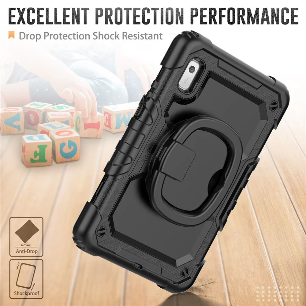 For Lenovo Tab M9 / Lenovo K9 TB310 Kickstand Case PC+Silicone Tablet Cover with Shoulder Strap - Black - Image 4