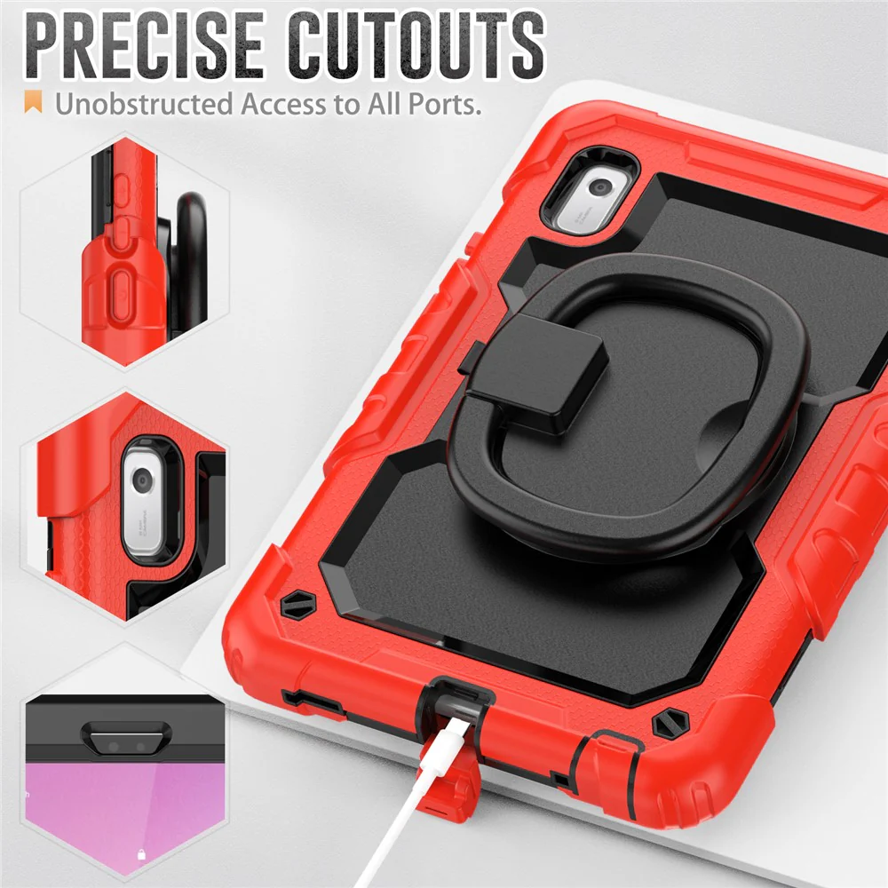 For Lenovo Tab M9 / Lenovo K9 TB310 Kickstand Case PC+Silicone Tablet Cover with Shoulder Strap - Red - Image 8
