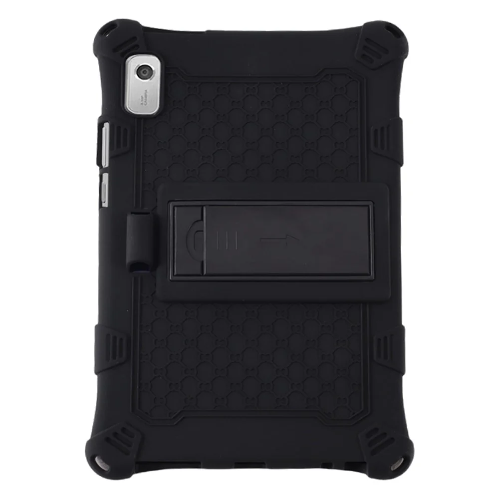 For Lenovo Tab M9 PC + Silicone Shock-Resistant Tablet Case Adjustable Kickstand Cover with Shoulder Strap - Black - Image 4