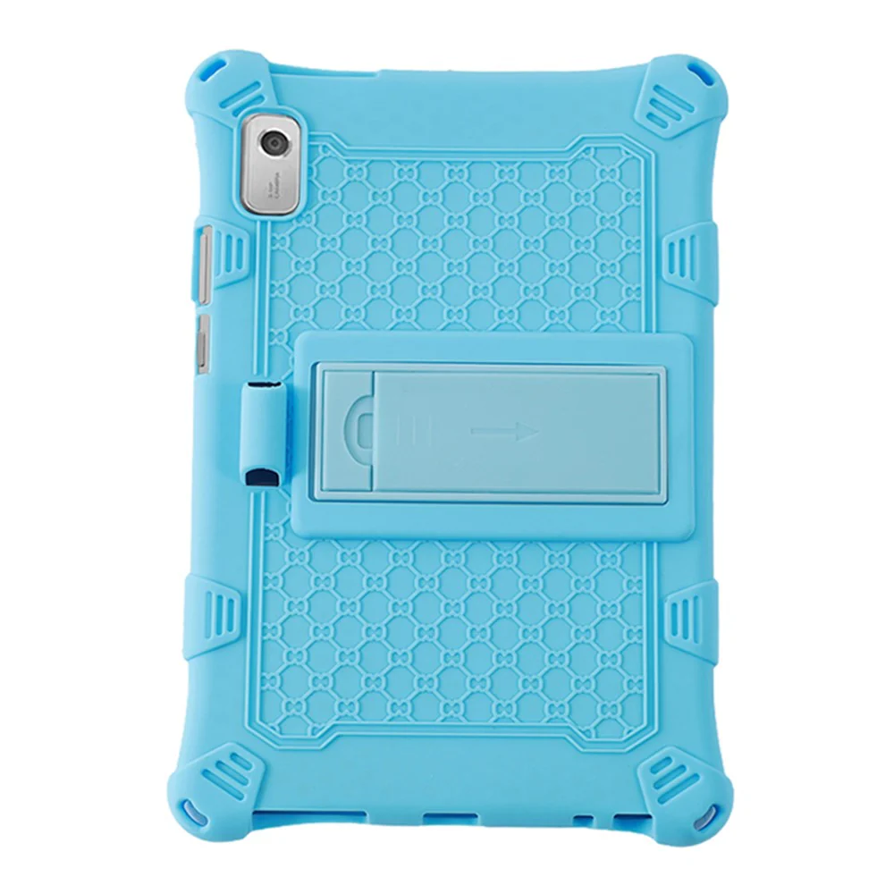 For Lenovo Tab M9 PC + Silicone Shock-Resistant Tablet Case Adjustable Kickstand Cover with Shoulder Strap - Blue - Image 4