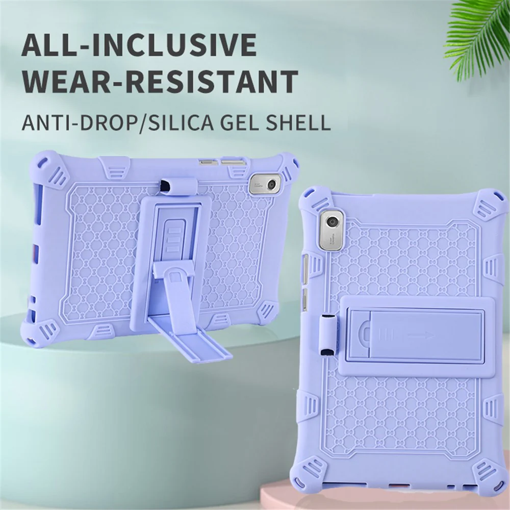 For Lenovo Tab M9 PC + Silicone Shock-Resistant Tablet Case Adjustable Kickstand Cover with Shoulder Strap - Blue - Image 7