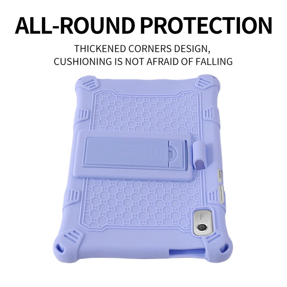 For Lenovo Tab M9 PC + Silicone Shock-Resistant Tablet Case Adjustable Kickstand Cover with Shoulder Strap - Camouflage Rose / Light Purple - Image 8