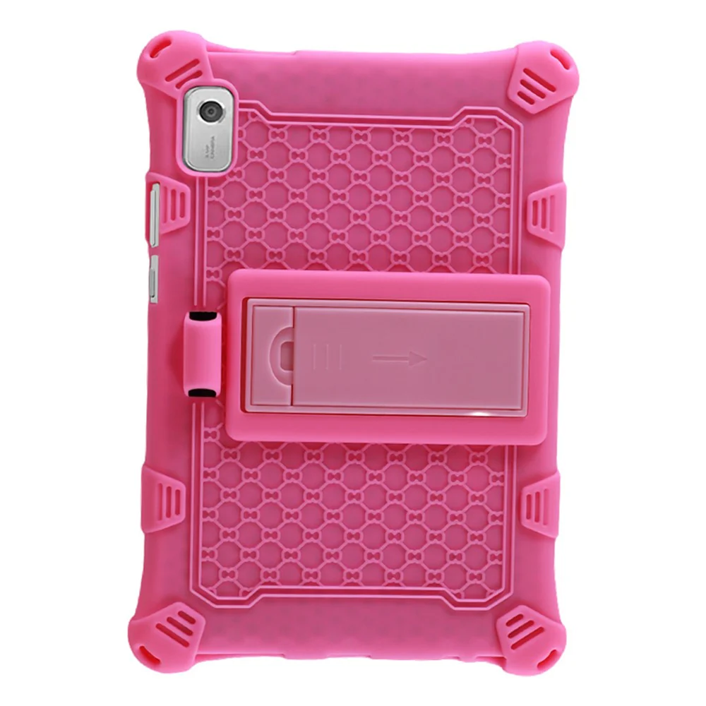 For Lenovo Tab M9 PC + Silicone Shock-Resistant Tablet Case Adjustable Kickstand Cover with Shoulder Strap - Pink - Image 4