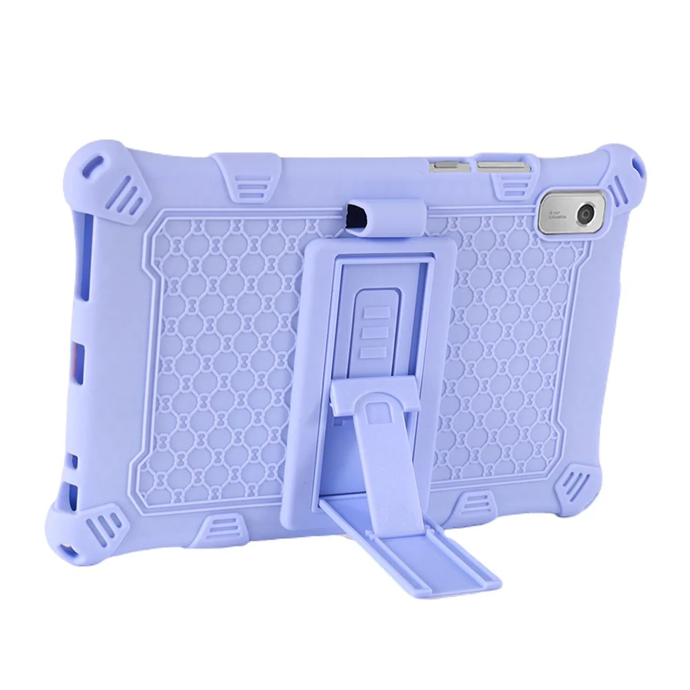 For Lenovo Tab M9 PC + Silicone Shock-Resistant Tablet Case Adjustable Kickstand Cover with Shoulder Strap - Purple - Image 3