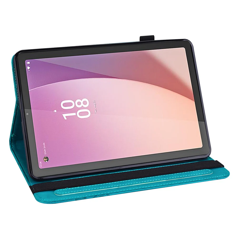 For Lenovo Tab M9 PU Leather Butterfly Imprinted Tablet Stand Cover Card Holder Shockproof Case - Blue - Image 4