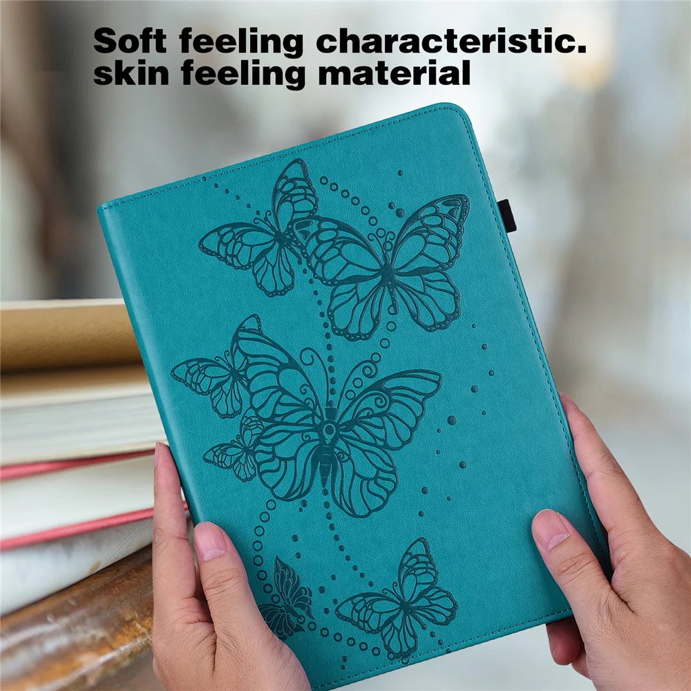 For Lenovo Tab M9 PU Leather Butterfly Imprinted Tablet Stand Cover Card Holder Shockproof Case - Blue - Image 7