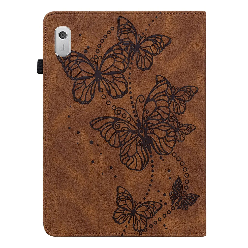 For Lenovo Tab M9 PU Leather Butterfly Imprinted Tablet Stand Cover Card Holder Shockproof Case - Brown - Image 3