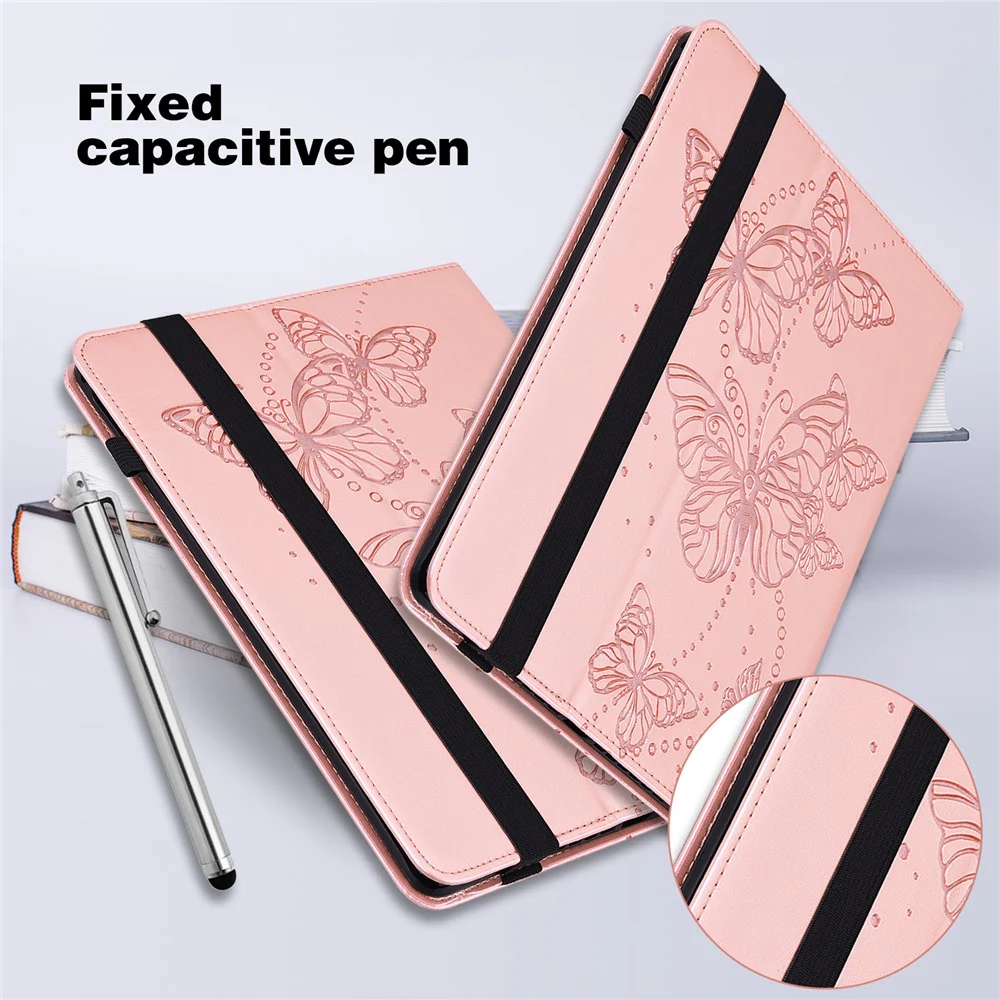 For Lenovo Tab M9 PU Leather Butterfly Imprinted Tablet Stand Cover Card Holder Shockproof Case - Rose Gold - Image 8