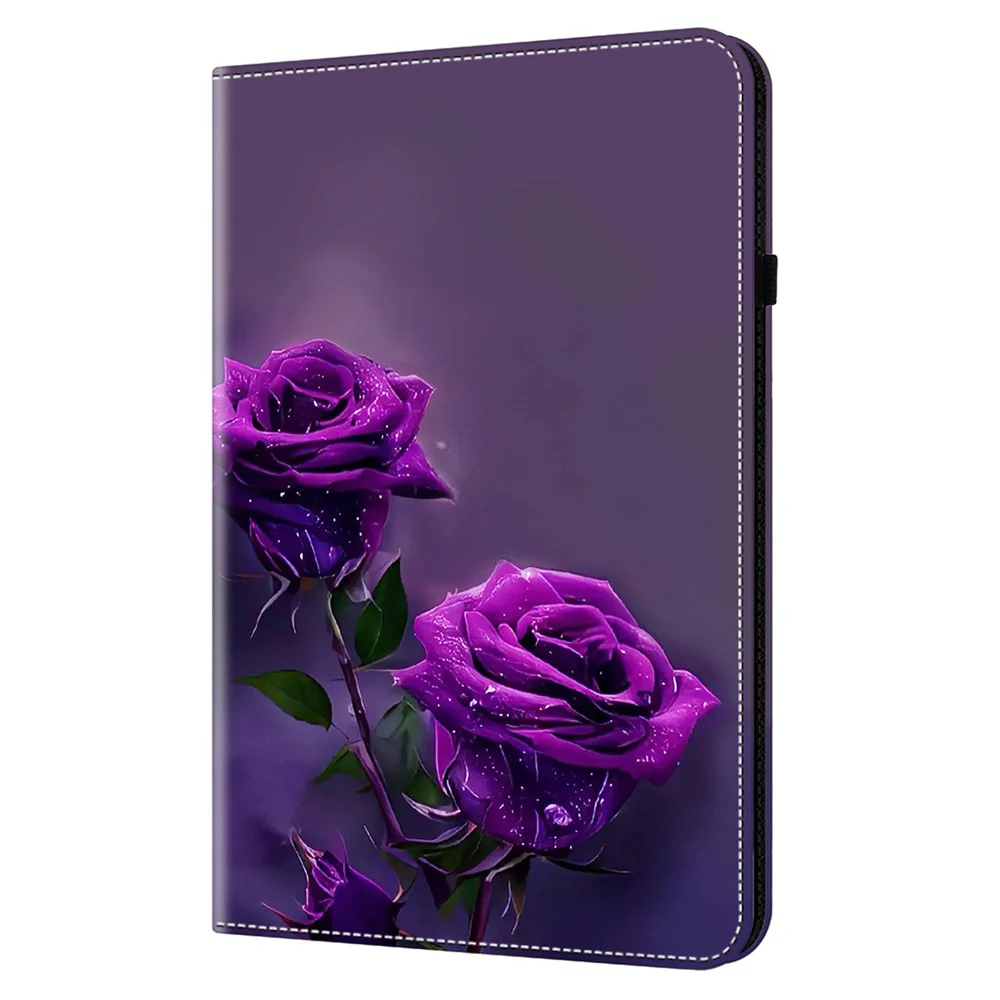 For Lenovo Tab M9 Shockproof Case Pattern Print Leather Tablet Cover with Stand - Purple Rose - Image 8