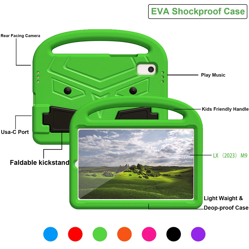 For Lenovo Tab M9 Sparrow Style EVA Case Foldable Kickstand Tablet Protective Cover with Portable Handle - Green - Image 5