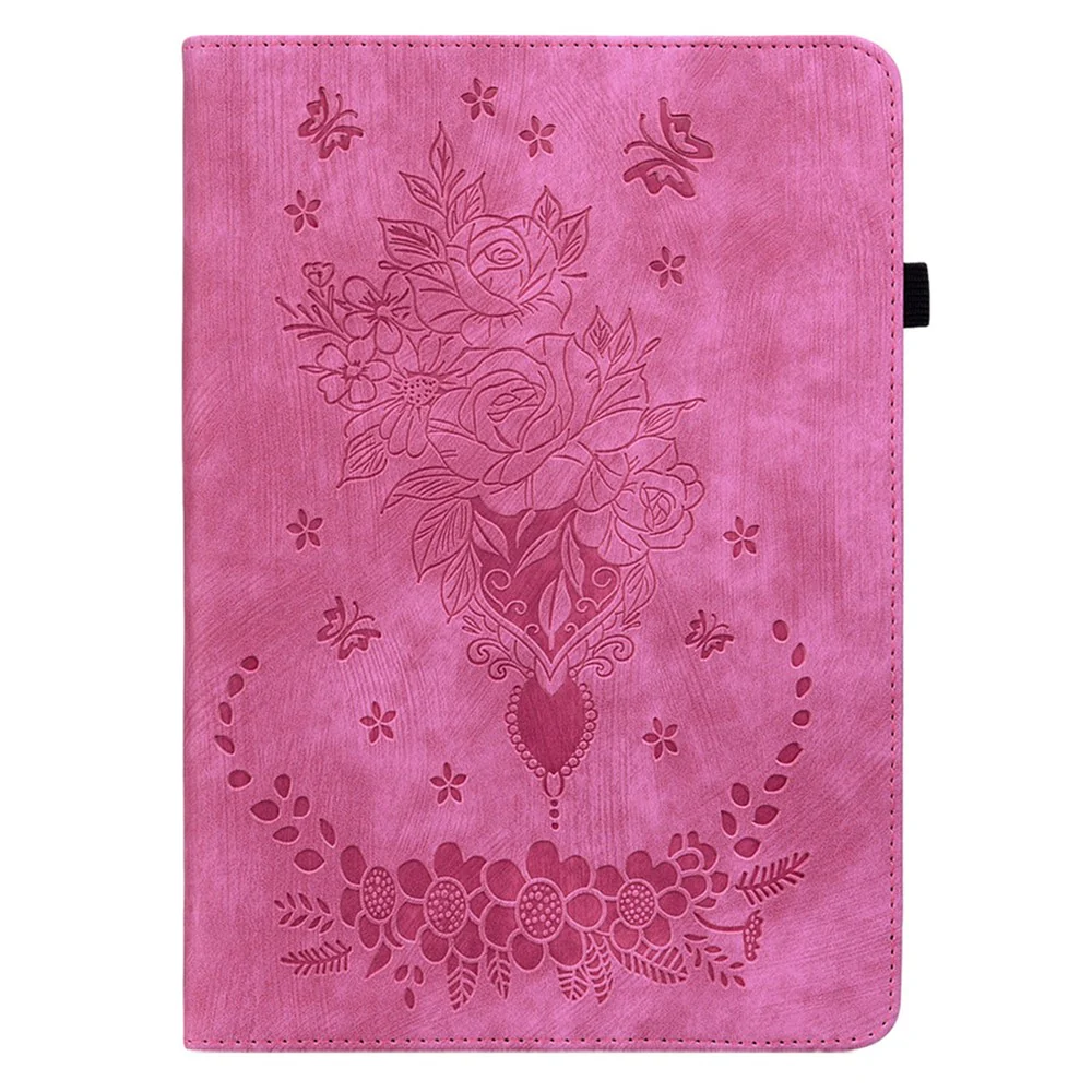 For Lenovo Tab M9 Stand Card Slots Tablet Case Imprinted PU Leather Protective Cover - Rose - Image 7