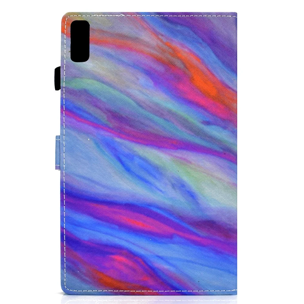 For Lenovo Tab M9 TB-310FU A1 Pattern Printing Folio Cover PU Leather Stand Card Slot Tablet Case - Colorful Marble - Image 3