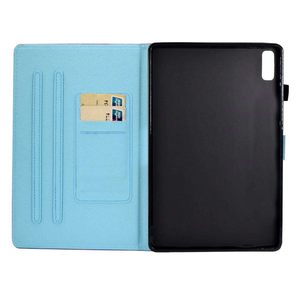 For Lenovo Tab M9 TB-310FU A1 Pattern Printing Folio Cover PU Leather Stand Card Slot Tablet Case - Colorful Marble - Image 4