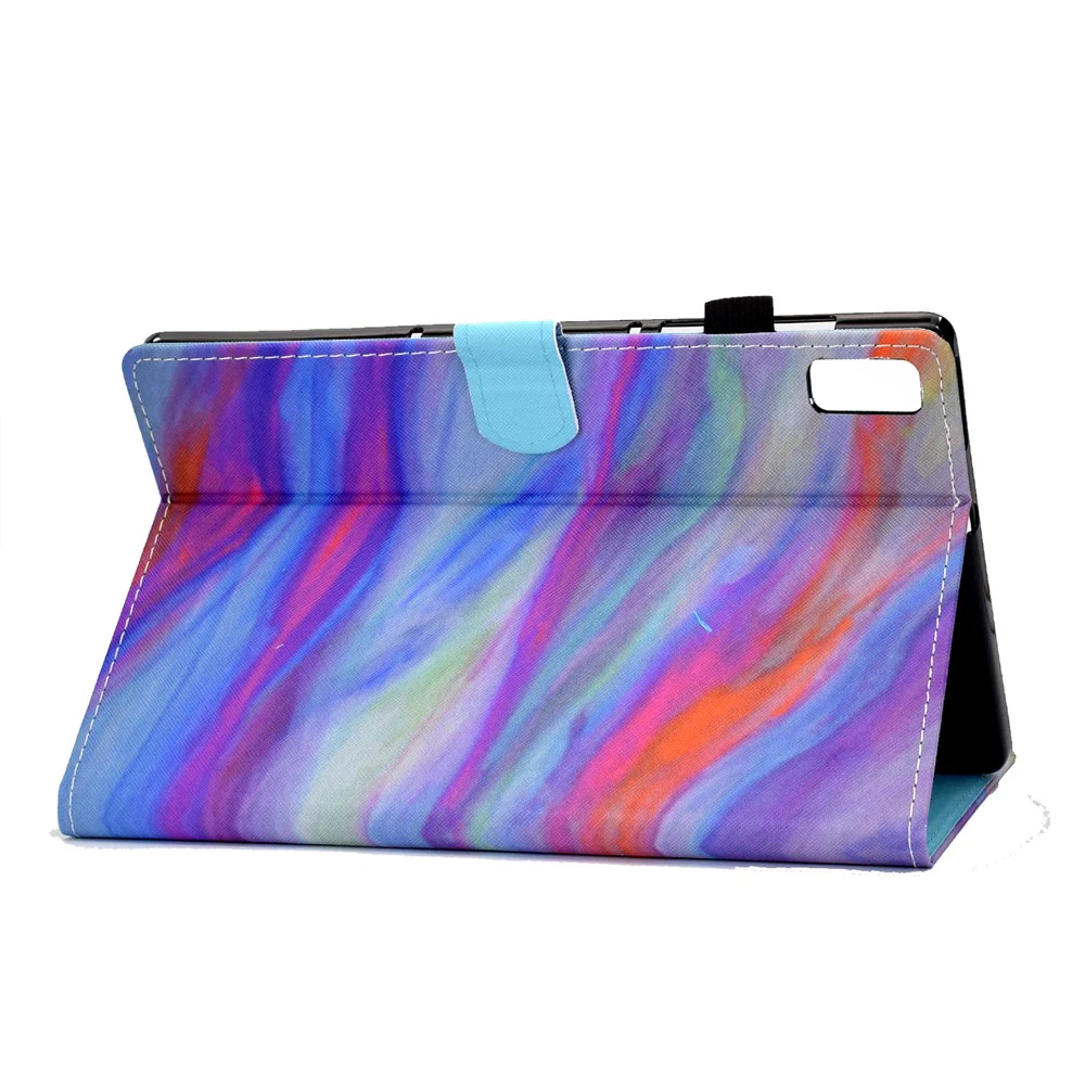 For Lenovo Tab M9 TB-310FU A1 Pattern Printing Folio Cover PU Leather Stand Card Slot Tablet Case - Colorful Marble - Image 5