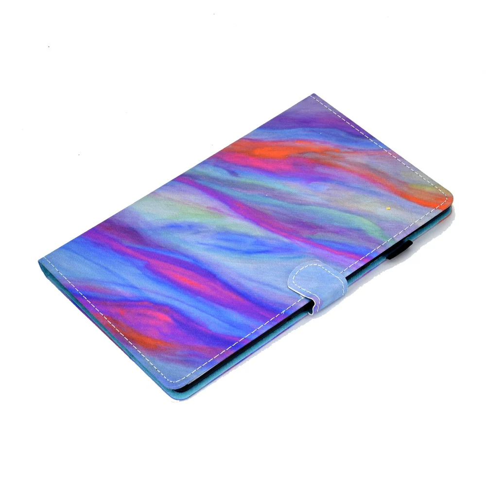 For Lenovo Tab M9 TB-310FU A1 Pattern Printing Folio Cover PU Leather Stand Card Slot Tablet Case - Colorful Marble - Image 6