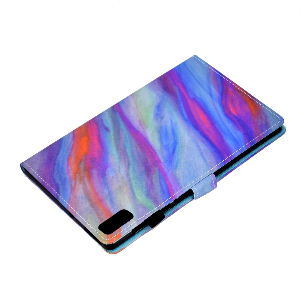 For Lenovo Tab M9 TB-310FU A1 Pattern Printing Folio Cover PU Leather Stand Card Slot Tablet Case - Colorful Marble - Image 7