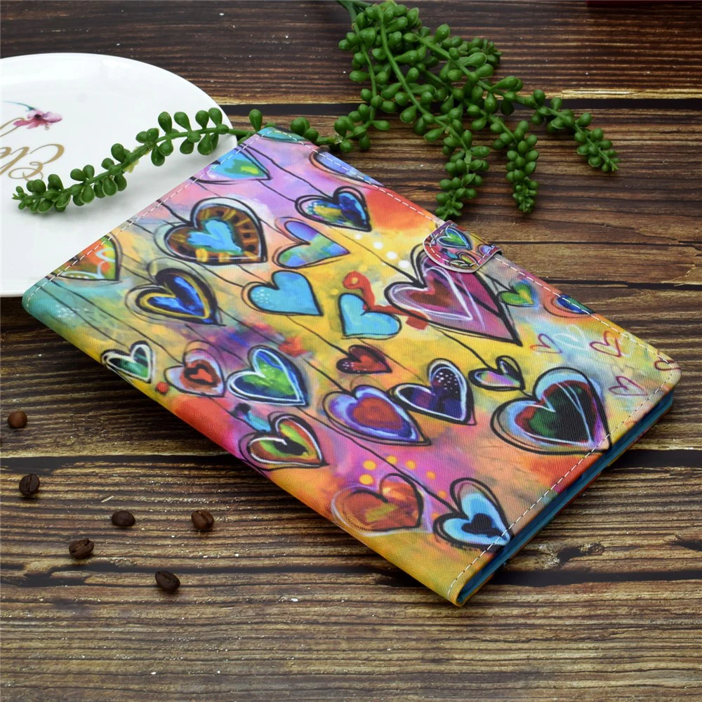 For Lenovo Tab M9 TB-310FU A1 Pattern Printing Folio Cover PU Leather Stand Card Slot Tablet Case - Heart - Image 8