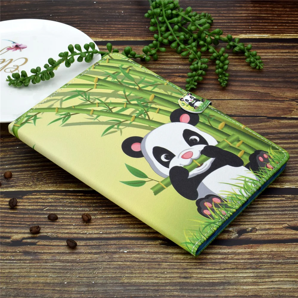 For Lenovo Tab M9 TB-310FU A1 Pattern Printing Folio Cover PU Leather Stand Card Slot Tablet Case - Panda and Bamboo - Image 8