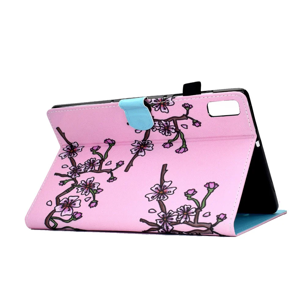 For Lenovo Tab M9 TB-310FU A1 Pattern Printing Folio Cover PU Leather Stand Card Slot Tablet Case - Pink Plum Blossom - Image 5