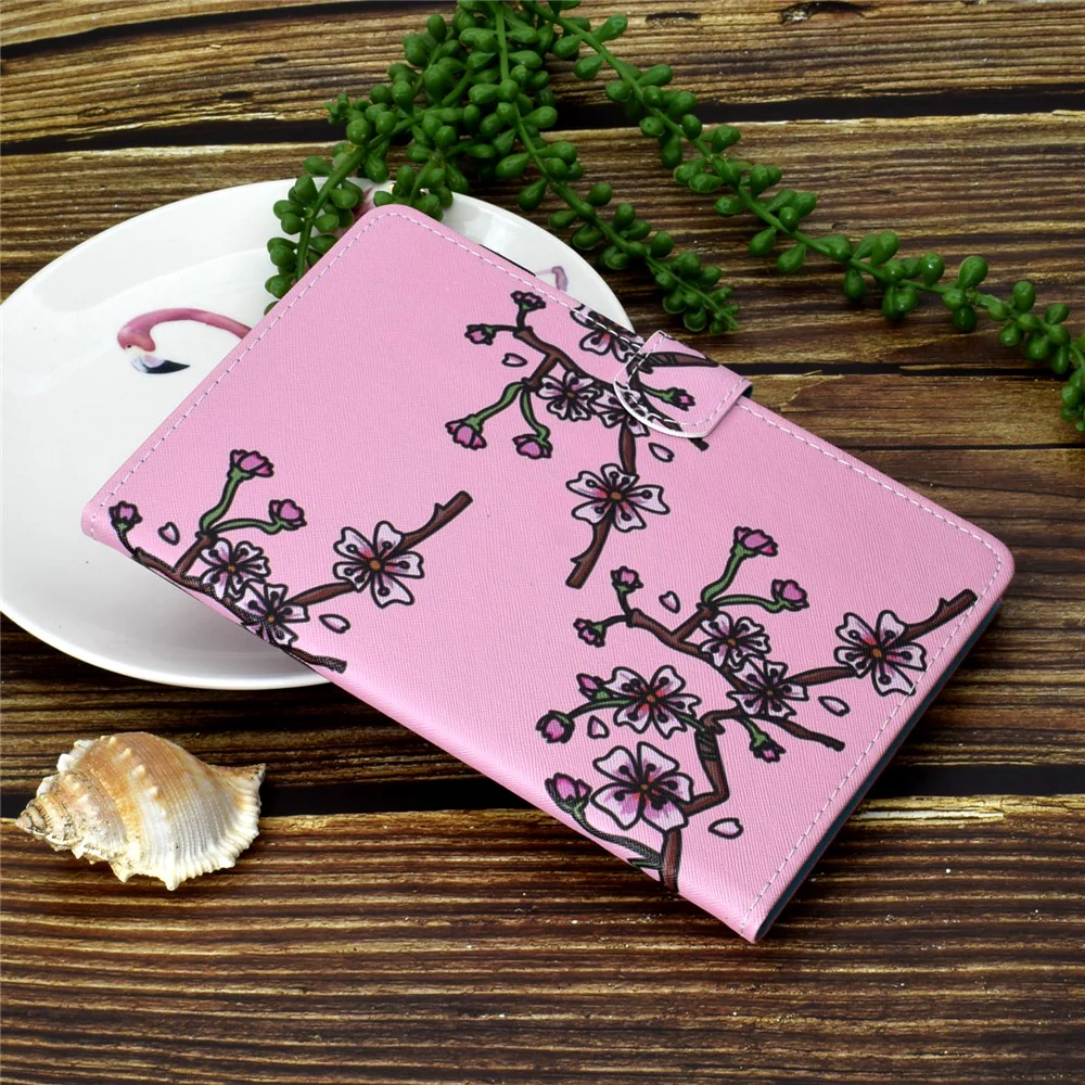 For Lenovo Tab M9 TB-310FU A1 Pattern Printing Folio Cover PU Leather Stand Card Slot Tablet Case - Pink Plum Blossom - Image 8