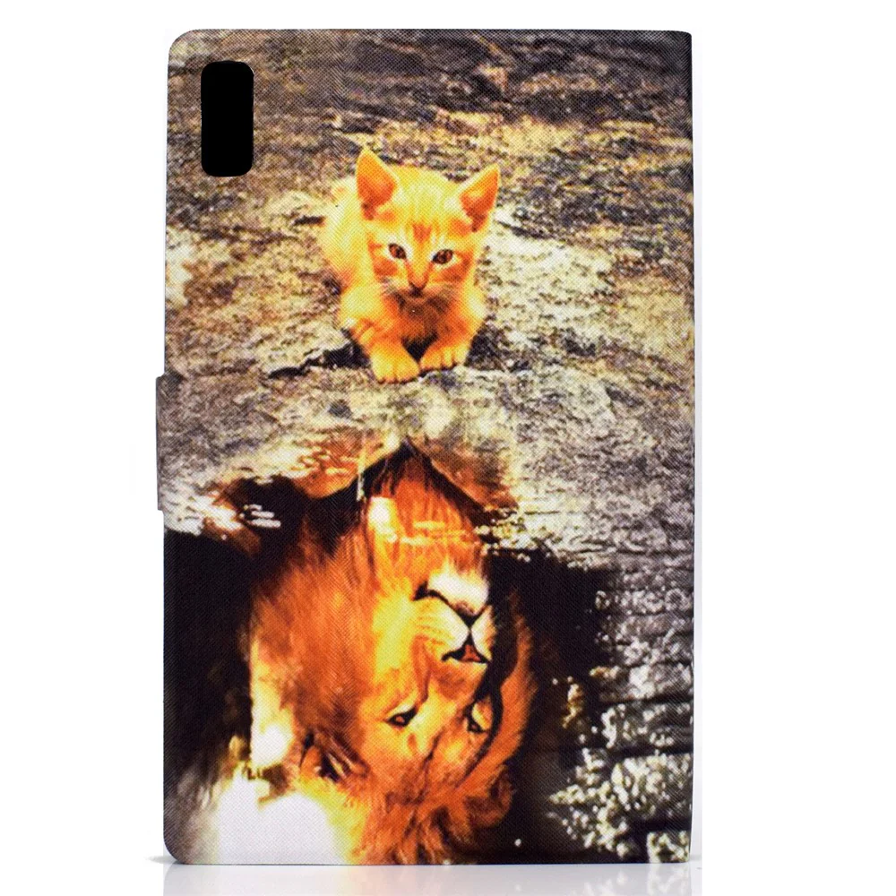 For Lenovo Tab M9 TB-310FU A3 Pattern Printing Stand Case PU Leather Card Slot Tablet Cover - Cat and Lion - Image 3