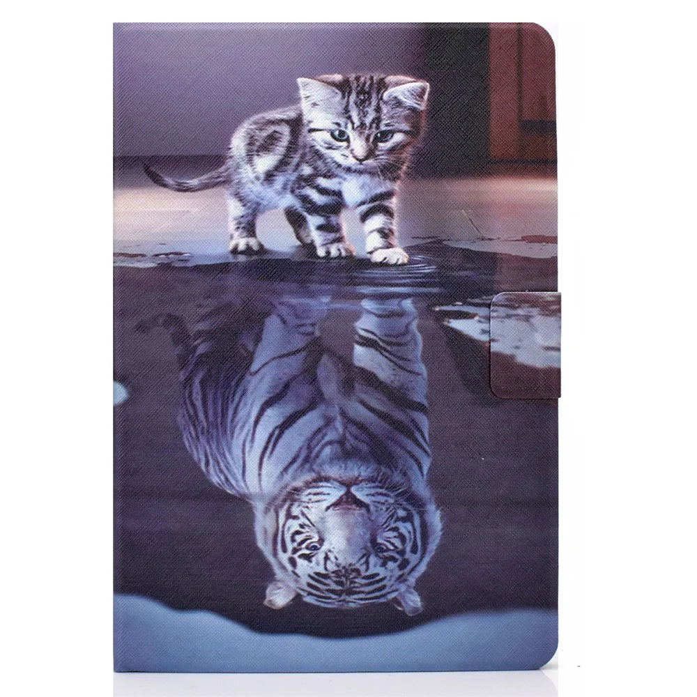 For Lenovo Tab M9 TB-310FU A3 Pattern Printing Stand Case PU Leather Card Slot Tablet Cover - Cat and Tiger - Image 2