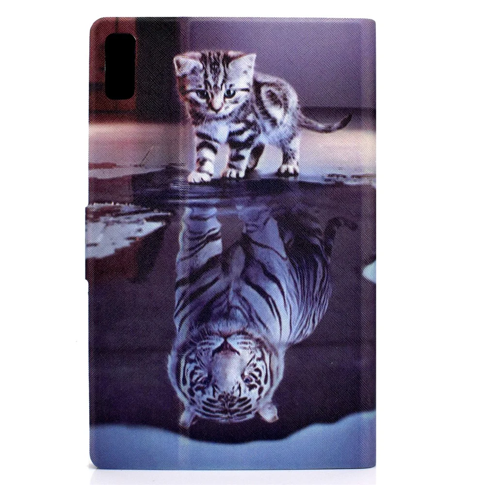 For Lenovo Tab M9 TB-310FU A3 Pattern Printing Stand Case PU Leather Card Slot Tablet Cover - Cat and Tiger - Image 3
