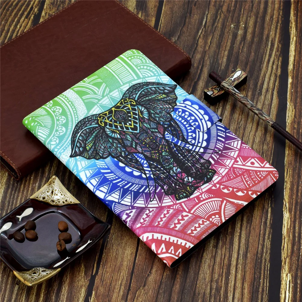 For Lenovo Tab M9 TB-310FU A3 Pattern Printing Stand Case PU Leather Card Slot Tablet Cover - Elephant - Image 8