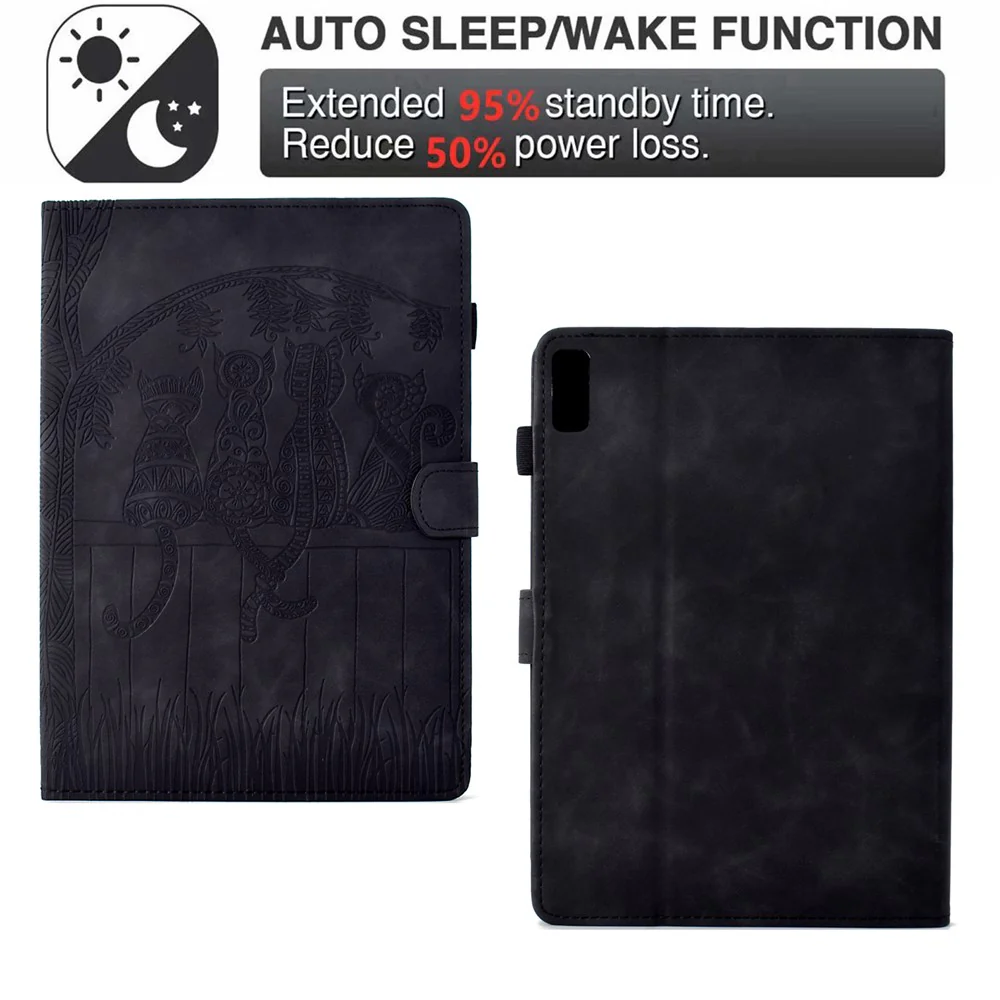 For Lenovo Tab M9 TB-310FU Case Cats Imprinted PU Leather Card Slots Tablet Cover - Black - Image 5