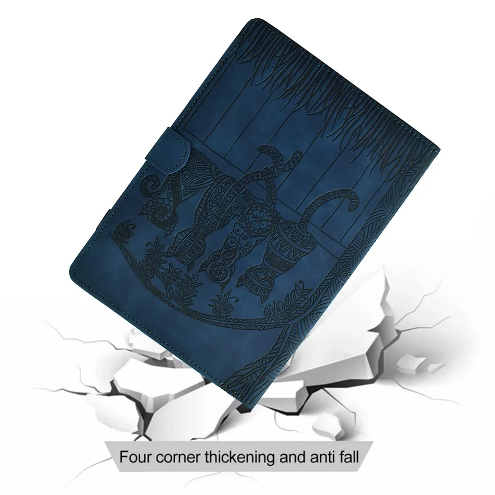 For Lenovo Tab M9 TB-310FU Case Cats Imprinted PU Leather Card Slots Tablet Cover - Dark Blue - Image 7