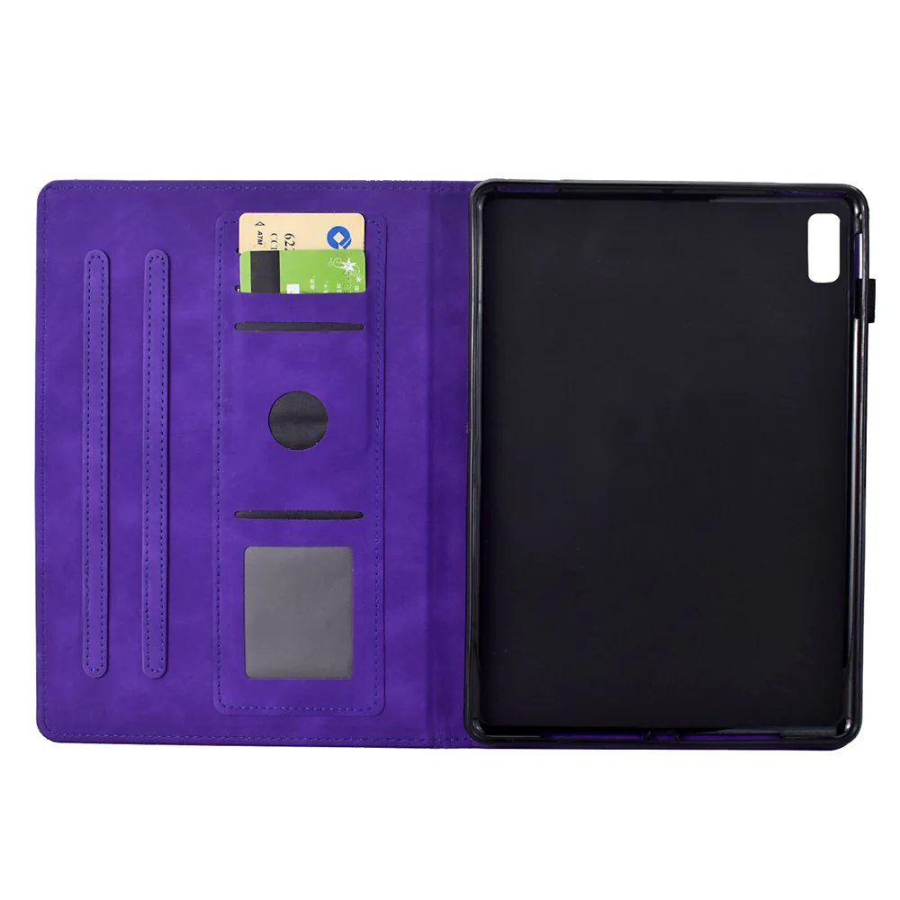 For Lenovo Tab M9 TB-310FU Case Cats Imprinted PU Leather Card Slots Tablet Cover - Purple - Image 2